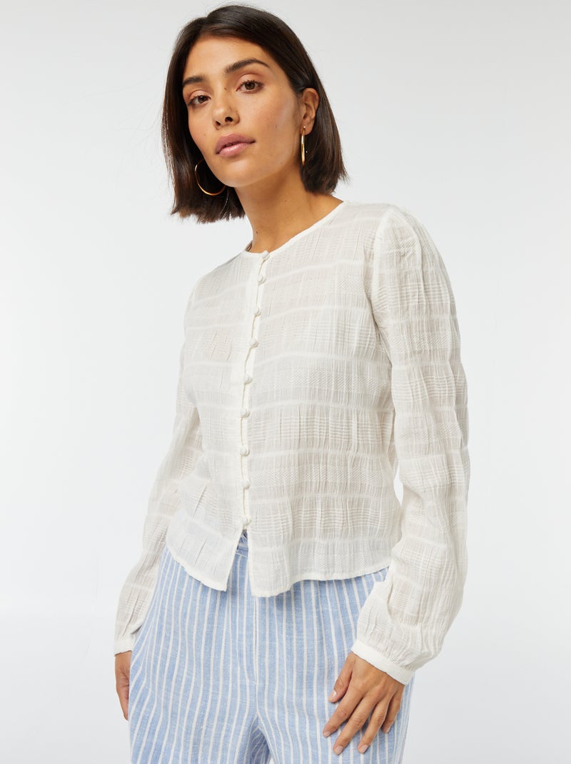 Chemise fluide en maille fantaisie Beige - Kiabi