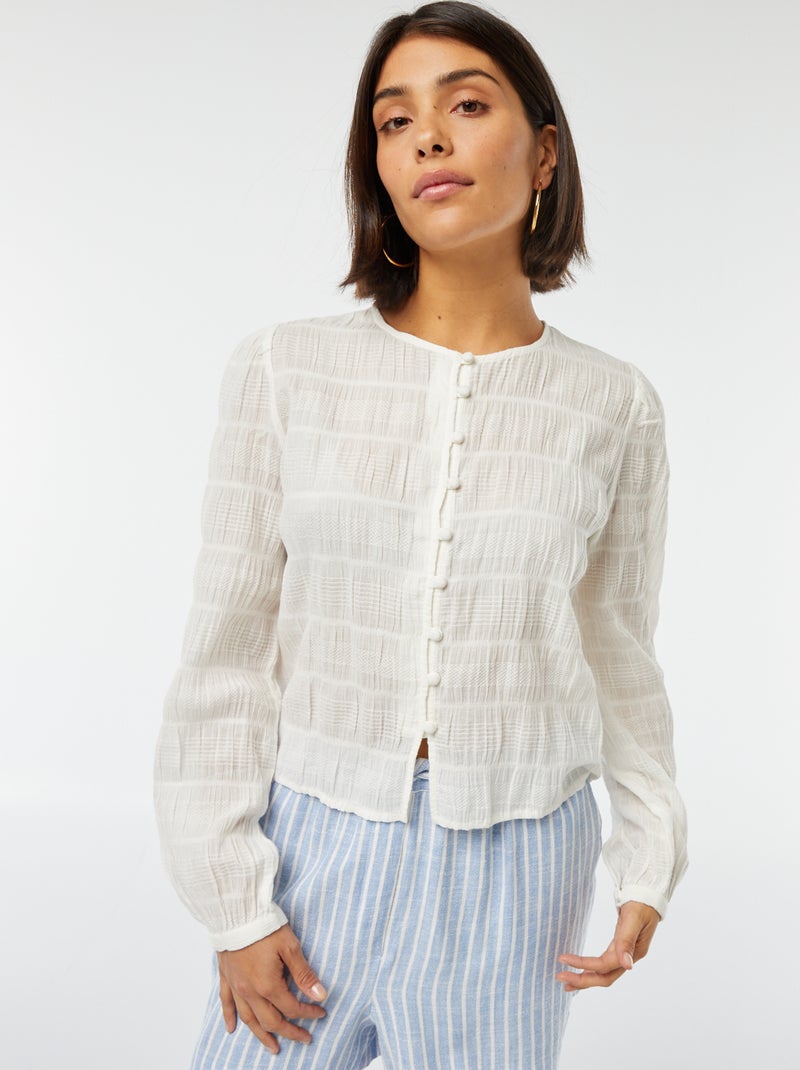 Chemise fluide en maille fantaisie Beige - Kiabi