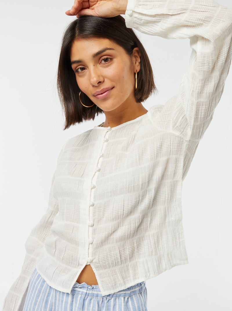 Chemise fluide en maille fantaisie Beige - Kiabi