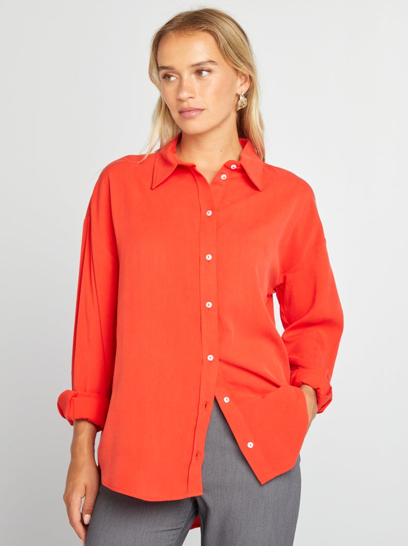 Chemise fluide en matière crêpe Rouge - Kiabi