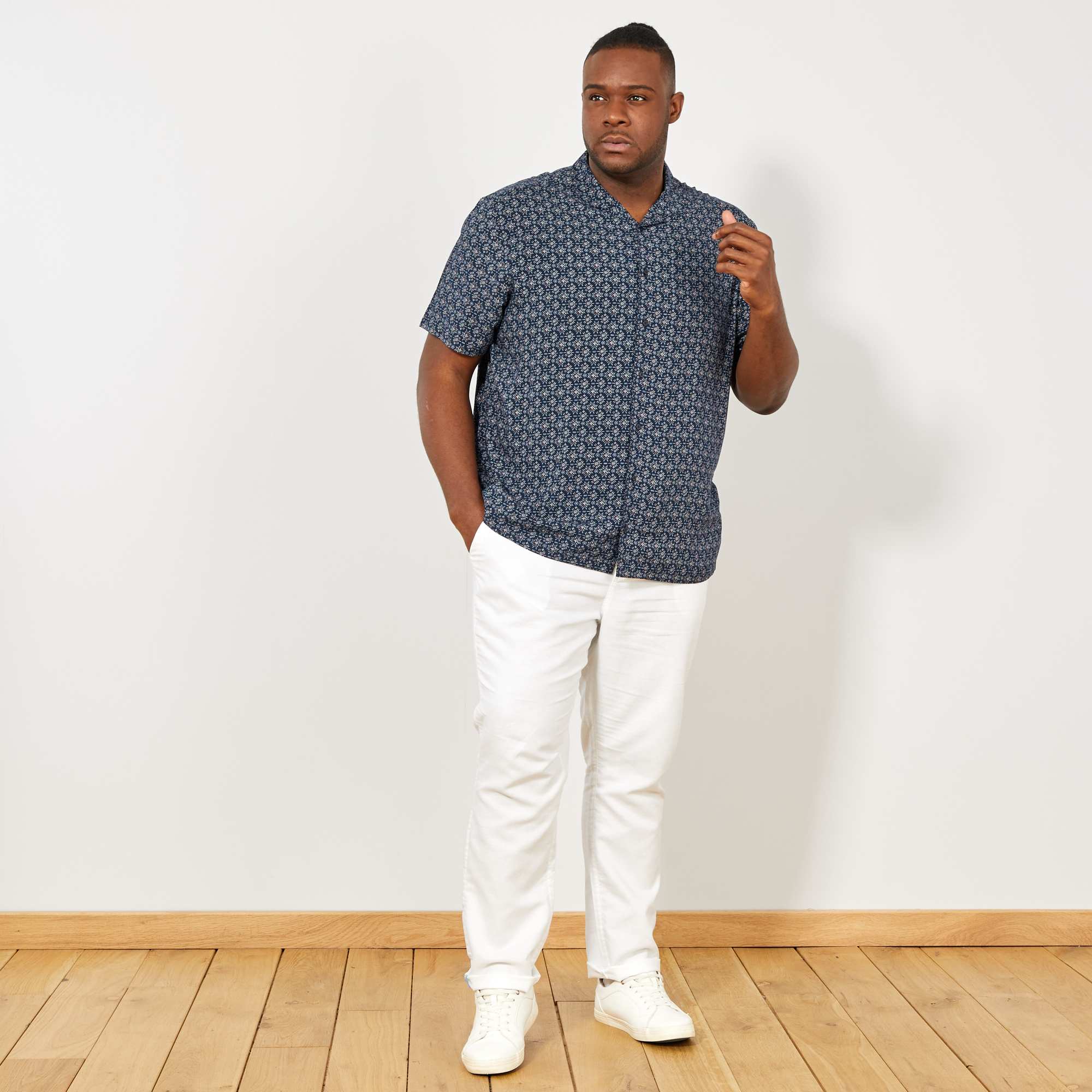 Chemise Homme Okxpiutz Grande Bleu Fluide Ethnique Marine Taille Imprimé XZTOPkiu