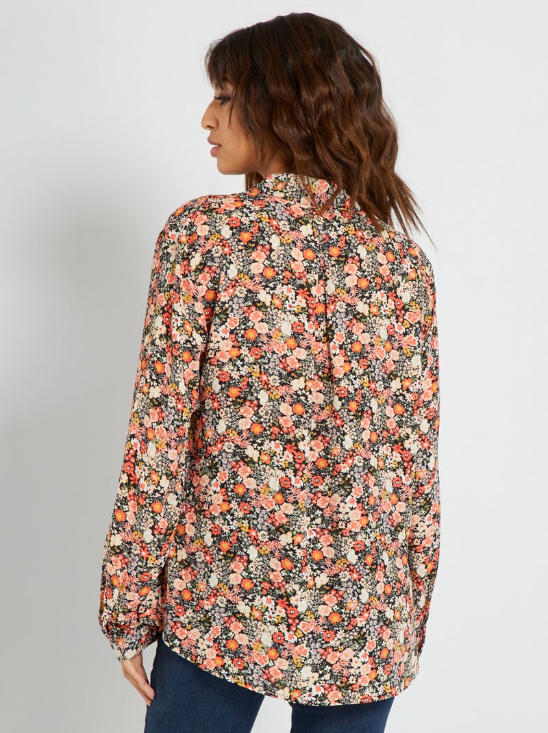 Chemise fluide imprimé fleuri Rose/noir - Kiabi