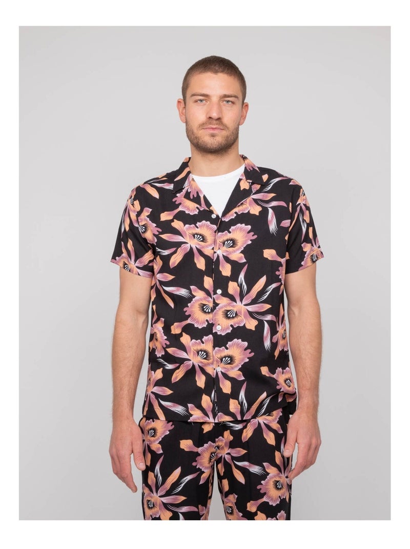 Chemise fluide manches courtes motifs DALIWAI Noir - Kiabi