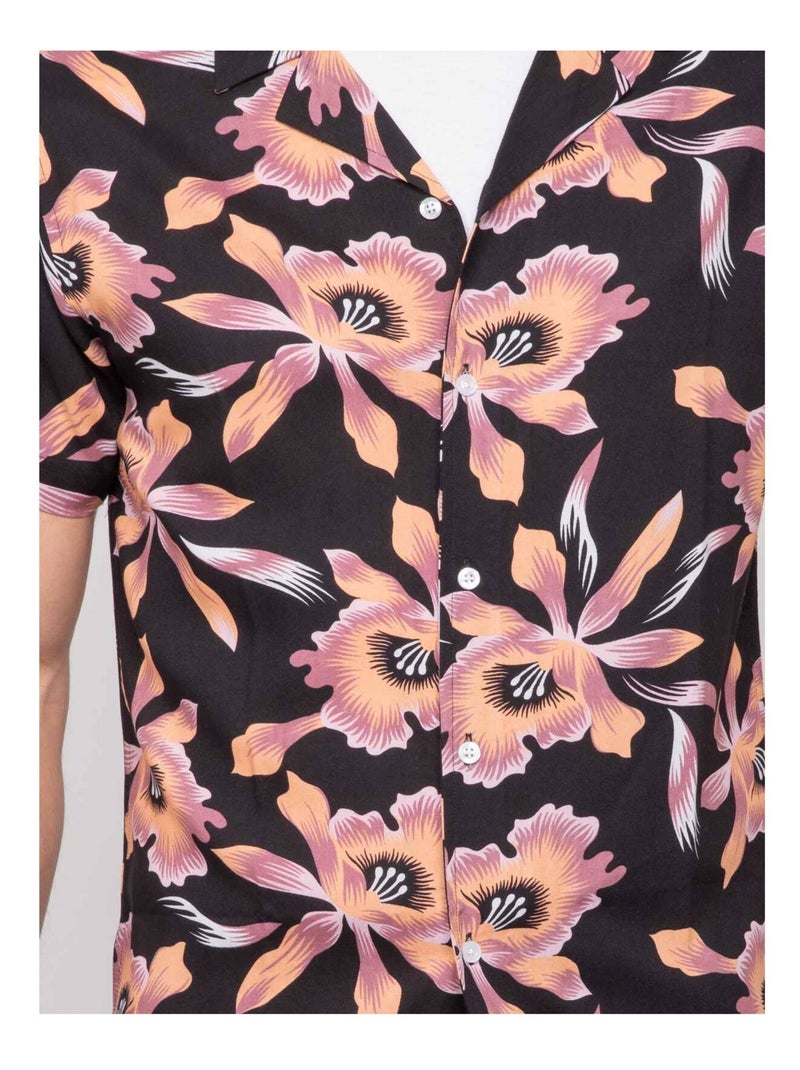 Chemise fluide manches courtes motifs DALIWAI Noir - Kiabi