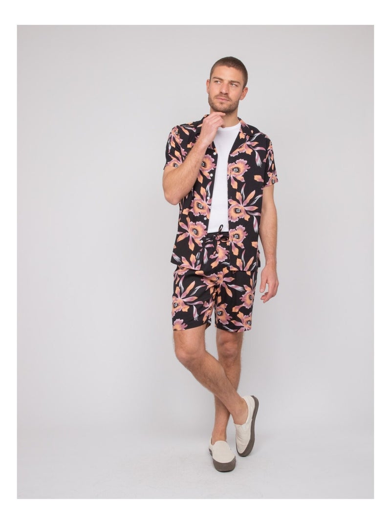 Chemise fluide manches courtes motifs DALIWAI Noir - Kiabi