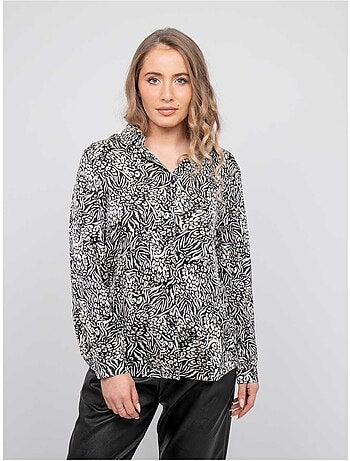 Chemise fluide motif animalier noir et blanc ophir