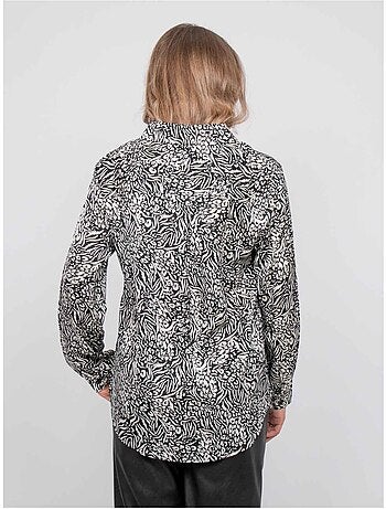 Chemise fluide motif animalier noir et blanc ophir
