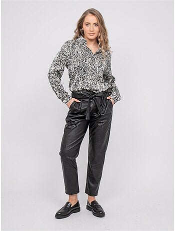 Chemise fluide motif animalier noir et blanc ophir