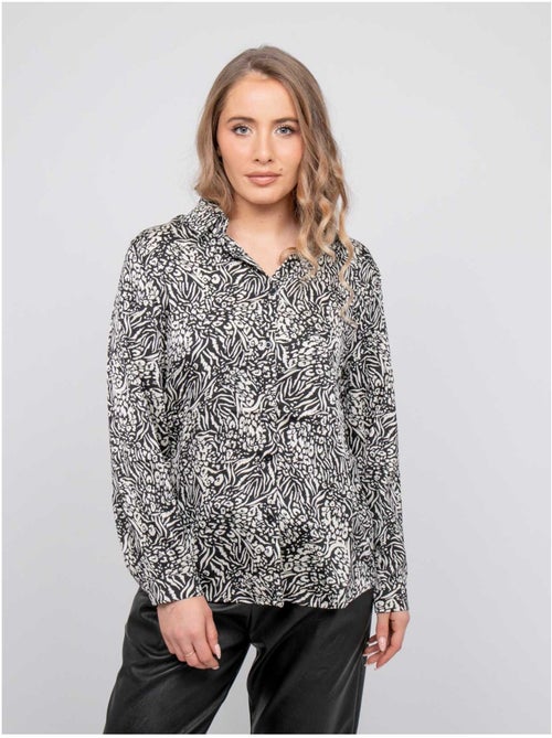 Chemise fluide motif animalier noir et blanc ophir - Kiabi Chemise fluide motif animalier noir et blanc ophir - Kiabi