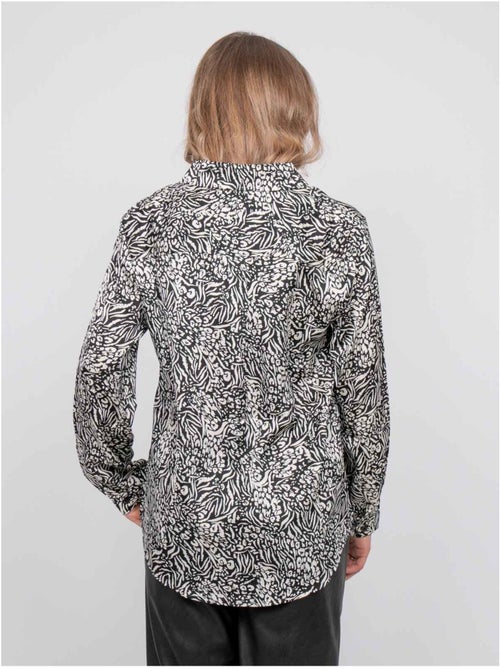 Chemise fluide motif animalier noir et blanc ophir - Kiabi Chemise fluide motif animalier noir et blanc ophir - Kiabi