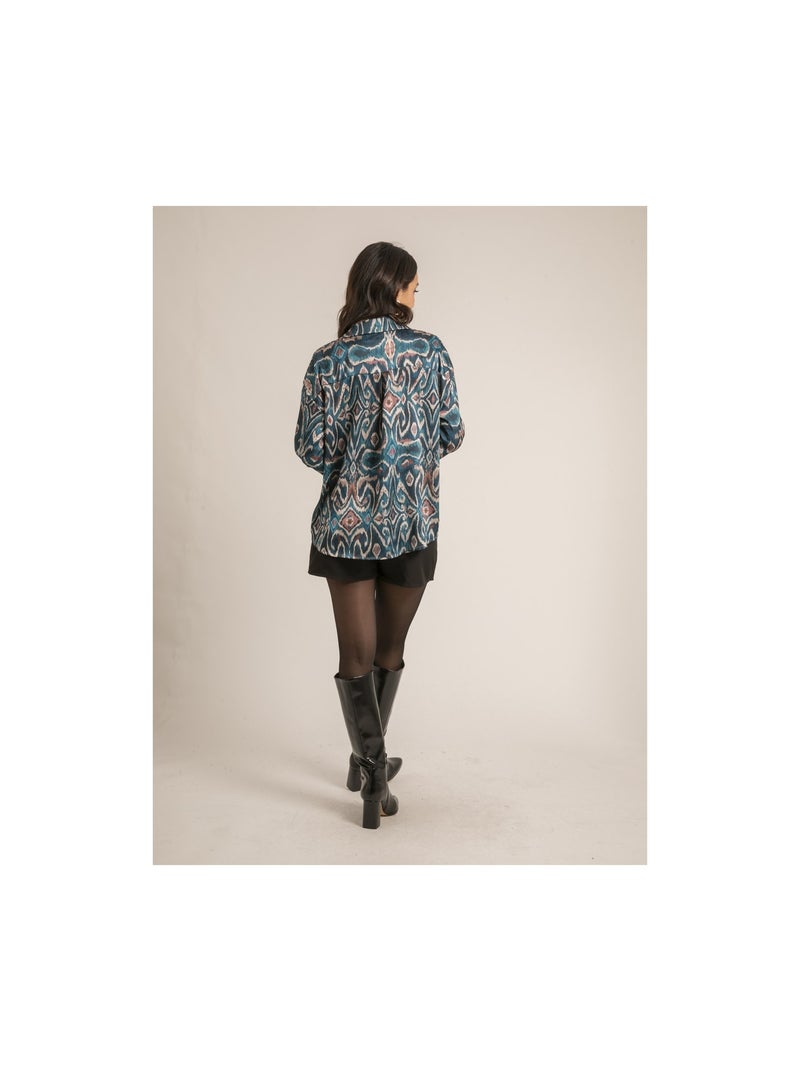 Chemise fluide motifs OTILIE Bleu canard - Kiabi