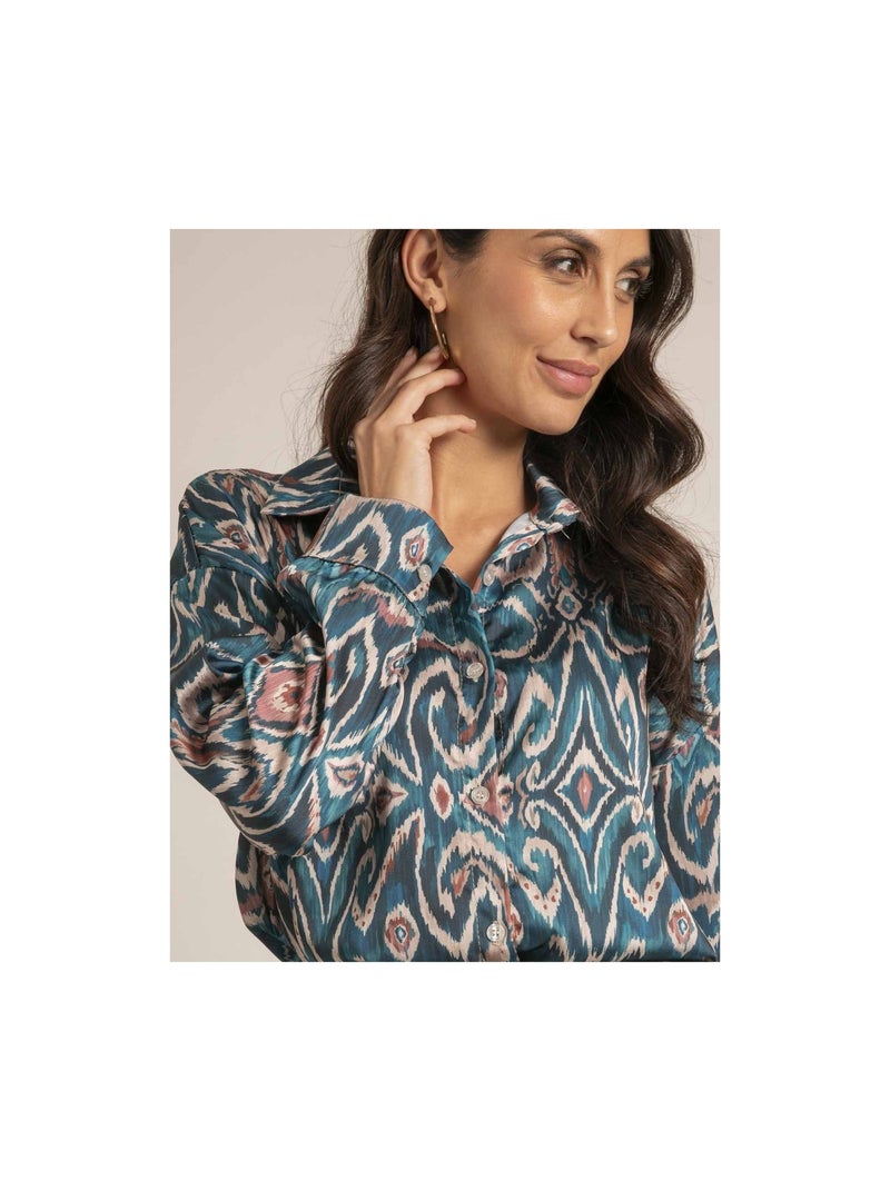 Chemise fluide motifs OTILIE Bleu canard - Kiabi