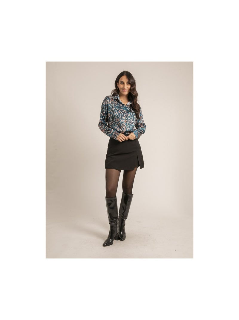 Chemise fluide motifs OTILIE Bleu canard - Kiabi