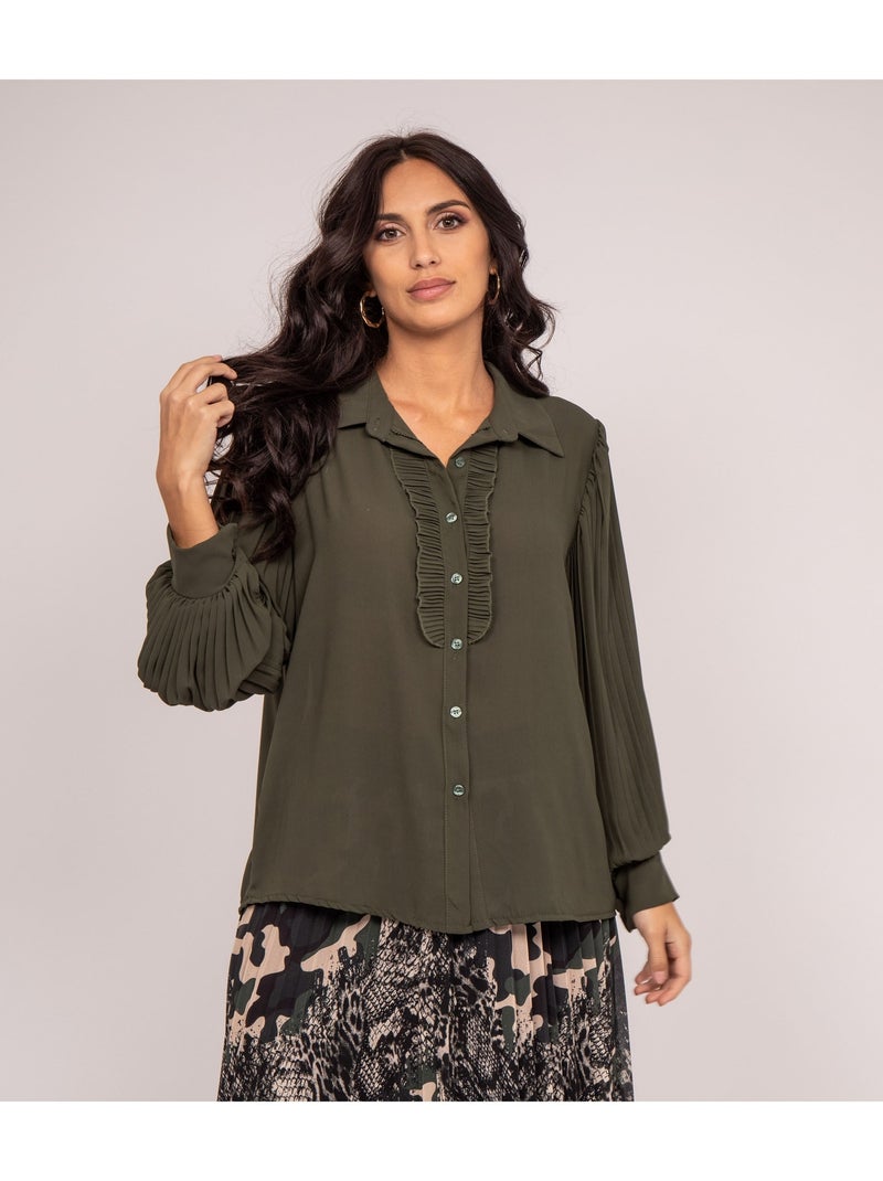 Chemise fluide ORVAL Kaki - Kiabi