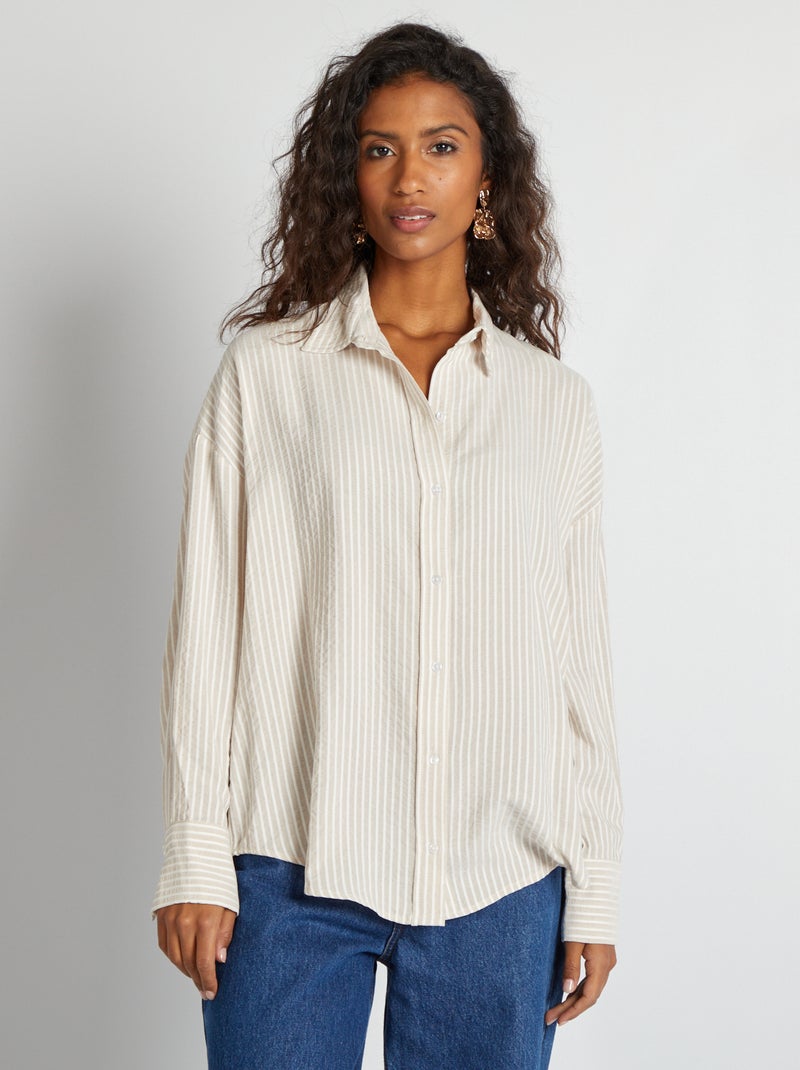 Chemise fluide oversize Beige rayé - Kiabi