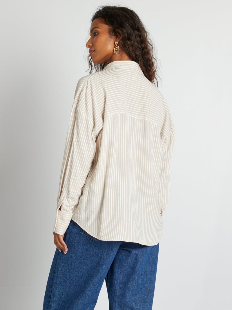 Chemise fluide oversize Beige rayé - Kiabi