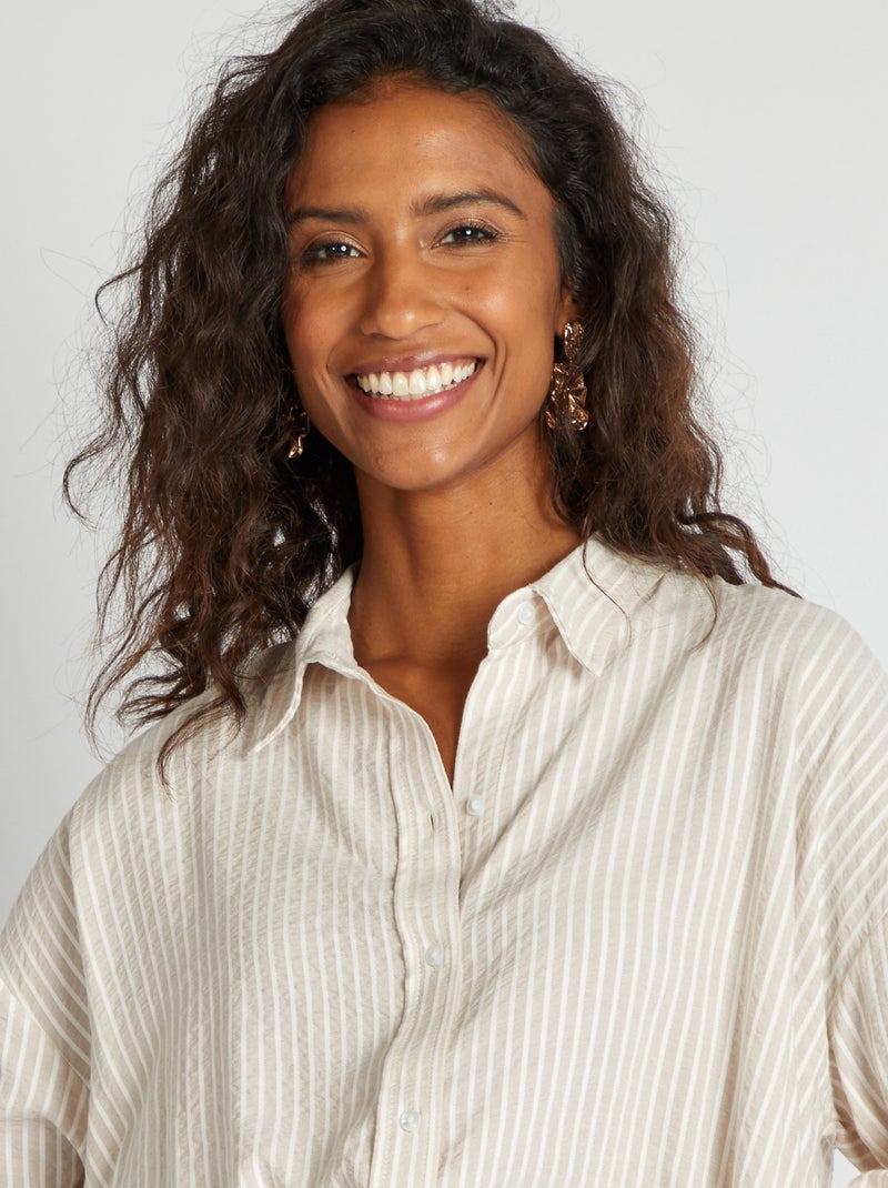 Chemise fluide oversize Beige rayé - Kiabi