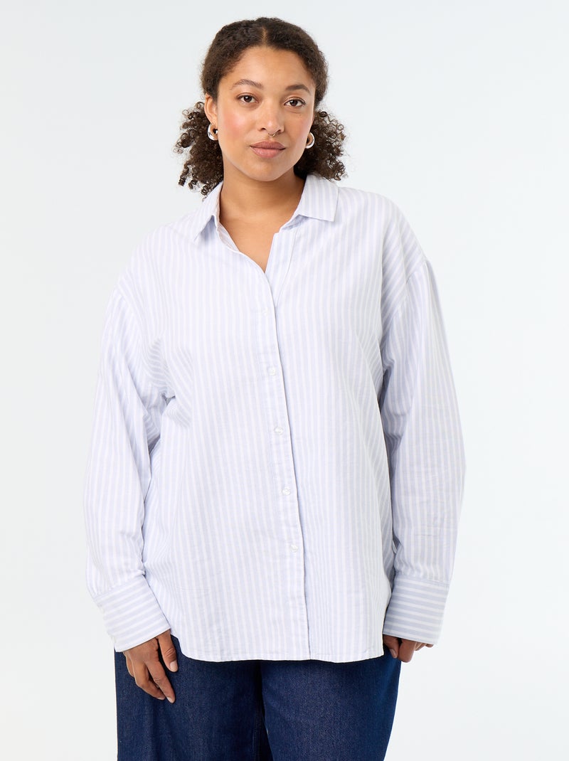 Chemise fluide oxford à rayures Bleu - Kiabi