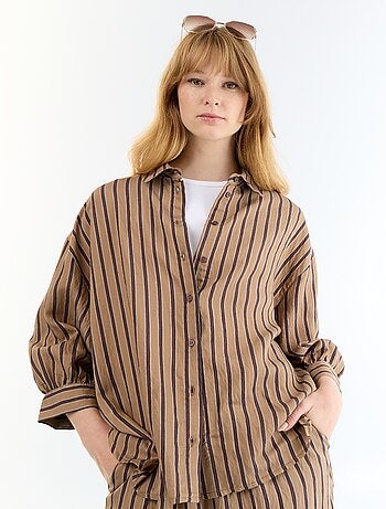 Chemise fluide rayée à manches ballon