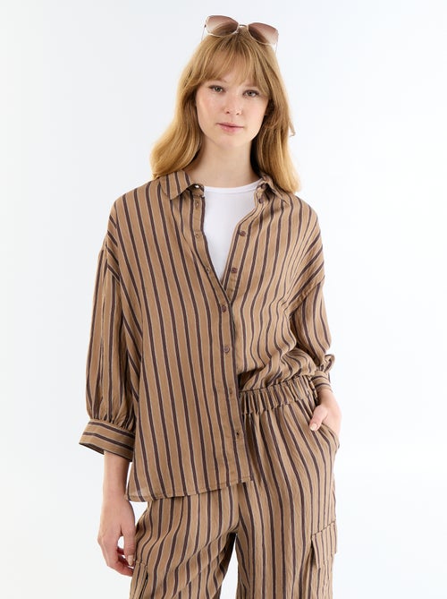 Chemise fluide rayée à manches ballon - Kiabi