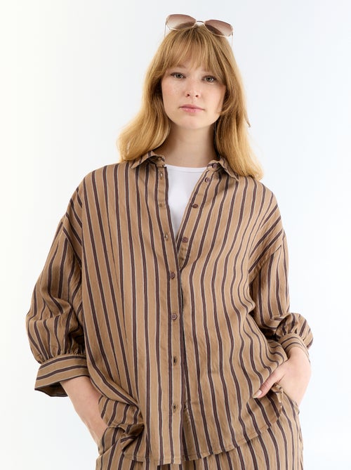 Chemise fluide rayée à manches ballon - Kiabi