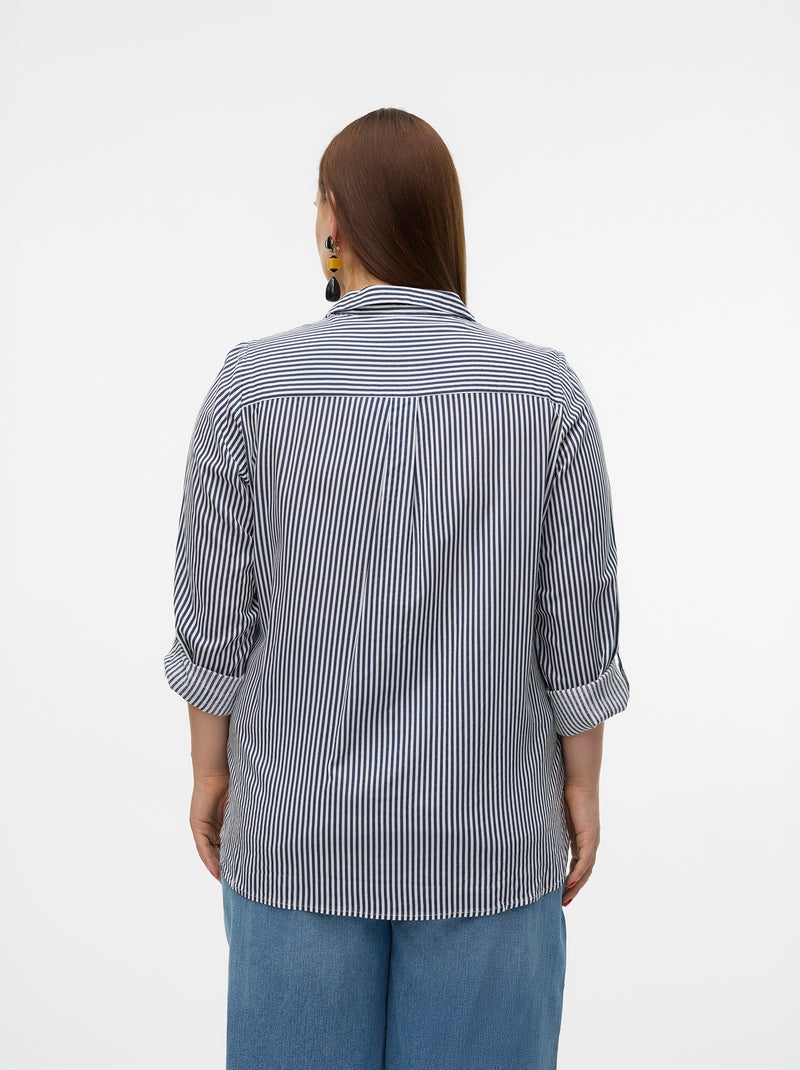 Chemise fluide 'Vero moda curve' avec manches retroussables Bleu - Kiabi