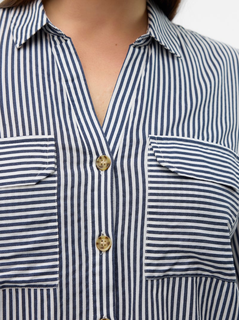 Chemise fluide 'Vero moda curve' avec manches retroussables Bleu - Kiabi