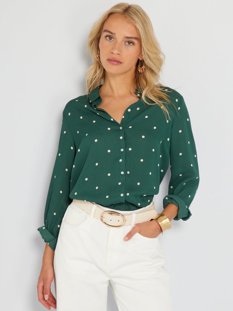 Chemise fluide Vert pois - Kiabi