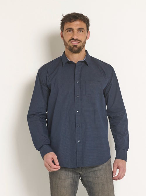 Chemise foncée coton détails contrastants - Afibel - Kiabi