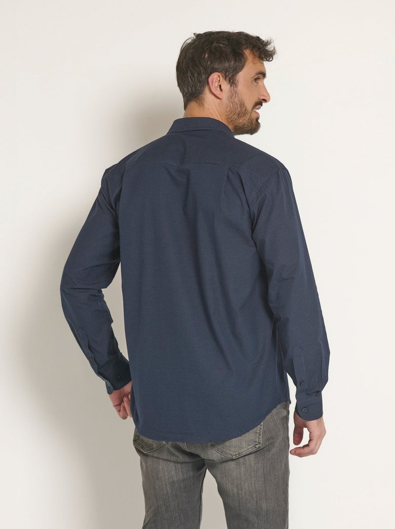 Chemise foncée coton détails contrastants - Afibel Bleu marine - Kiabi