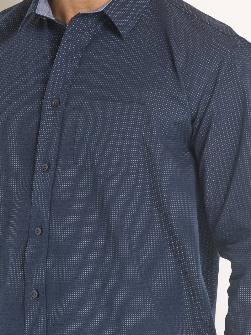Chemise foncée coton détails contrastants Bleu marine - Kiabi
