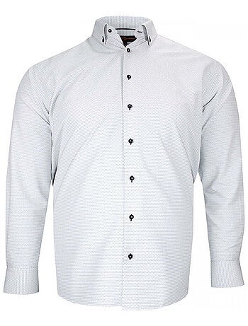 Chemise homme grande taille tissu imprimé coupe droite COLLETO Doublissimo Blanc , 47,48 3XL