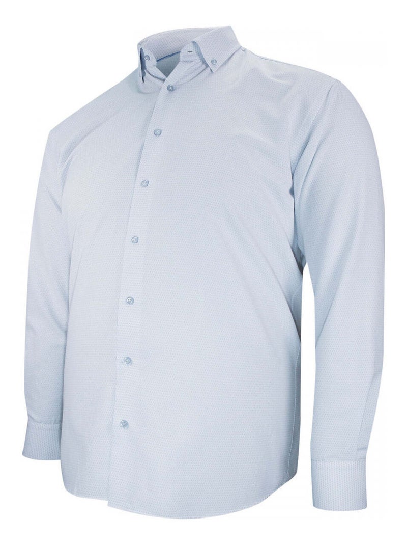 Chemise forte taille tissu imprimé COLLETO Blanc Bleu ciel - Kiabi