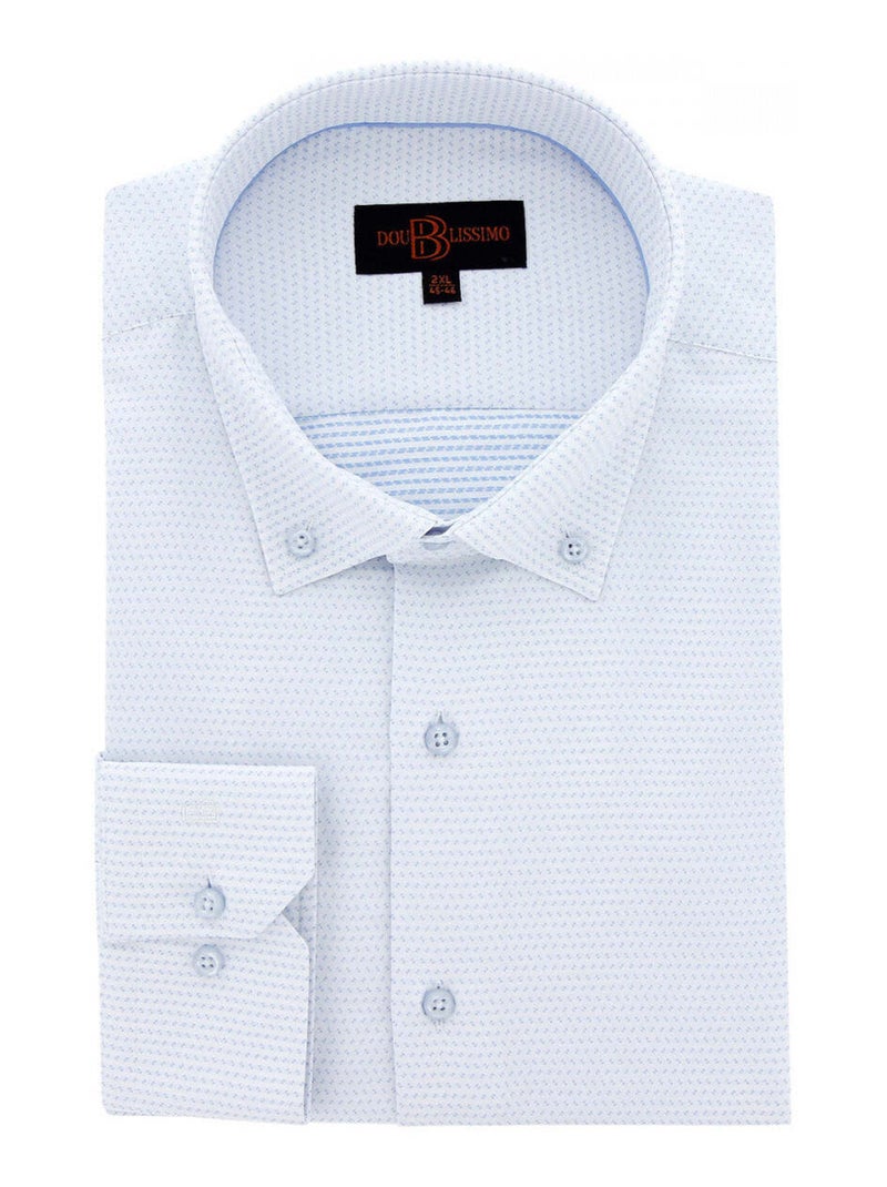 Chemise forte taille tissu imprimé COLLETO Blanc Bleu ciel - Kiabi