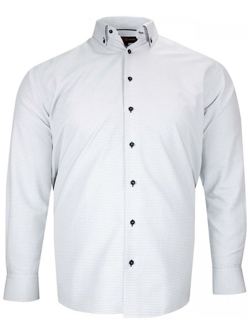 Chemise forte taille tissu imprimé COLLETO Blanc Bleu ciel - Kiabi
