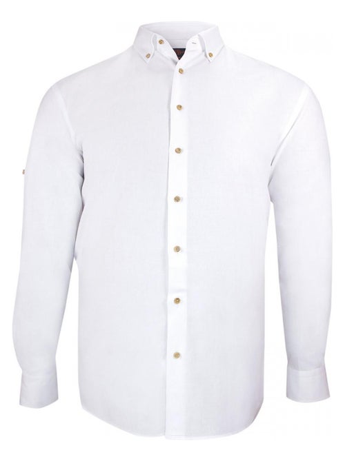 Chemise forte taille tissu lin et coton COTOLINO - Kiabi