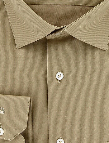 Chemise homme grande taille tissu premium à rayures coupe droite AUTUN Doublissimo Beige , 45,46 2XL