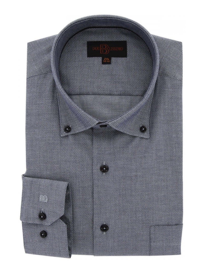 Chemise forte taille tissu texturé à col boutonné ARMATONI Bleu - Kiabi