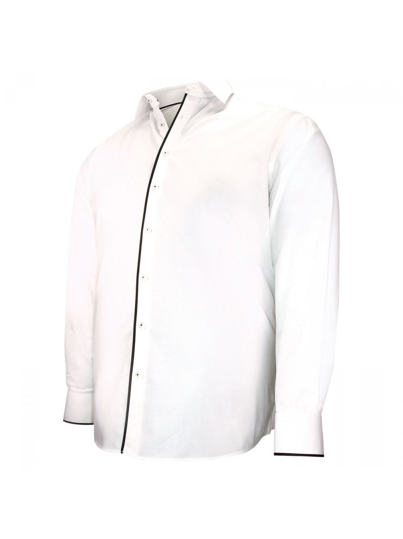 Chemise forte taille tissu uni et galon BORNERO Blanc - Kiabi