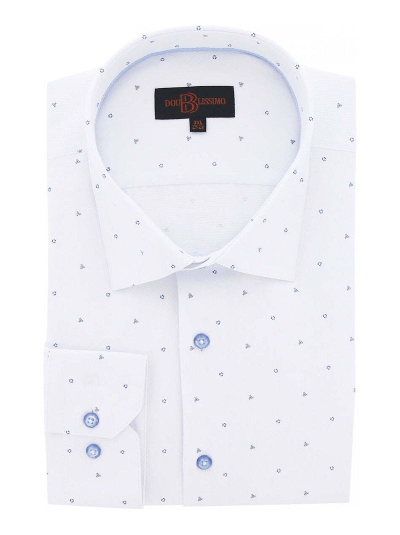 Chemise forte taille tissus à motifs FURTIVO Blanc Bleu - Kiabi