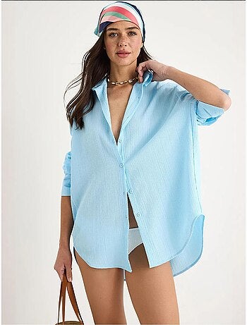 Chemise froissée basique surdimensionnée à épaules dénudées bianco lucci
