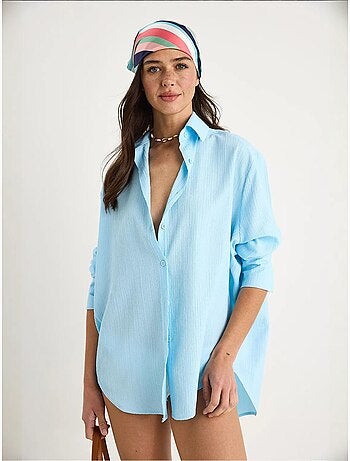 Chemise froissée basique surdimensionnée à épaules dénudées bianco lucci