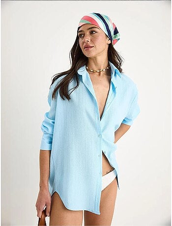 Chemise froissée basique surdimensionnée à épaules dénudées bianco lucci