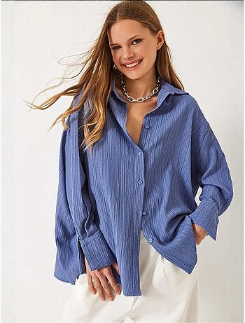 Chemise froissée basique surdimensionnée à épaules dénudées bianco lucci