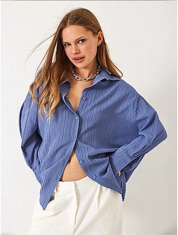 Chemise froissée basique surdimensionnée à épaules dénudées bianco lucci