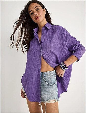 Chemise froissée basique surdimensionnée à épaules dénudées bianco lucci