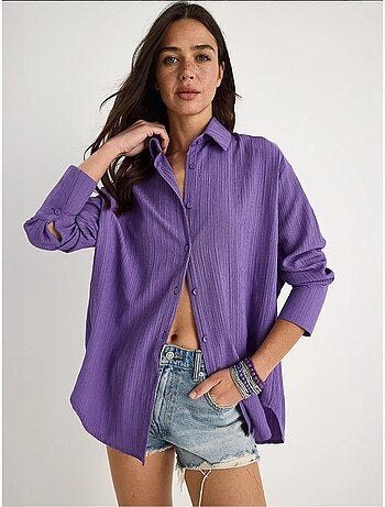 Chemise froissée basique surdimensionnée à épaules dénudées bianco lucci