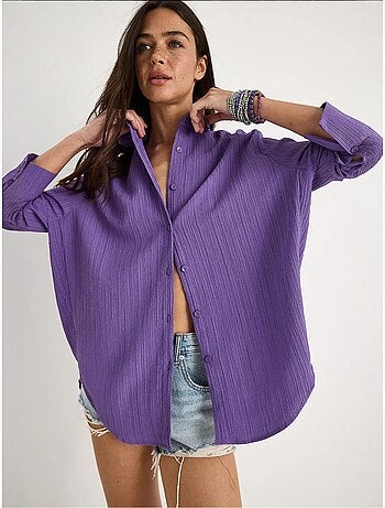 Chemise froissée basique surdimensionnée à épaules dénudées bianco lucci