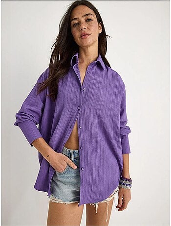 Chemise froissée basique surdimensionnée à épaules dénudées bianco lucci