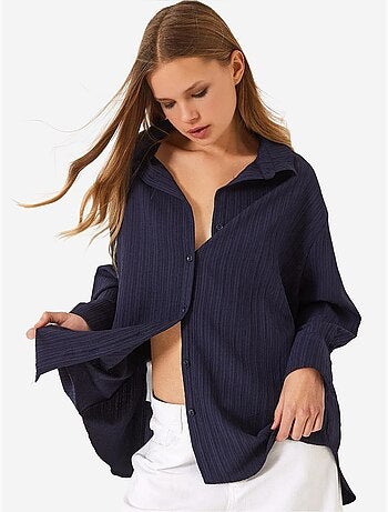 Chemise froissée basique surdimensionnée à épaules dénudées bianco lucci
